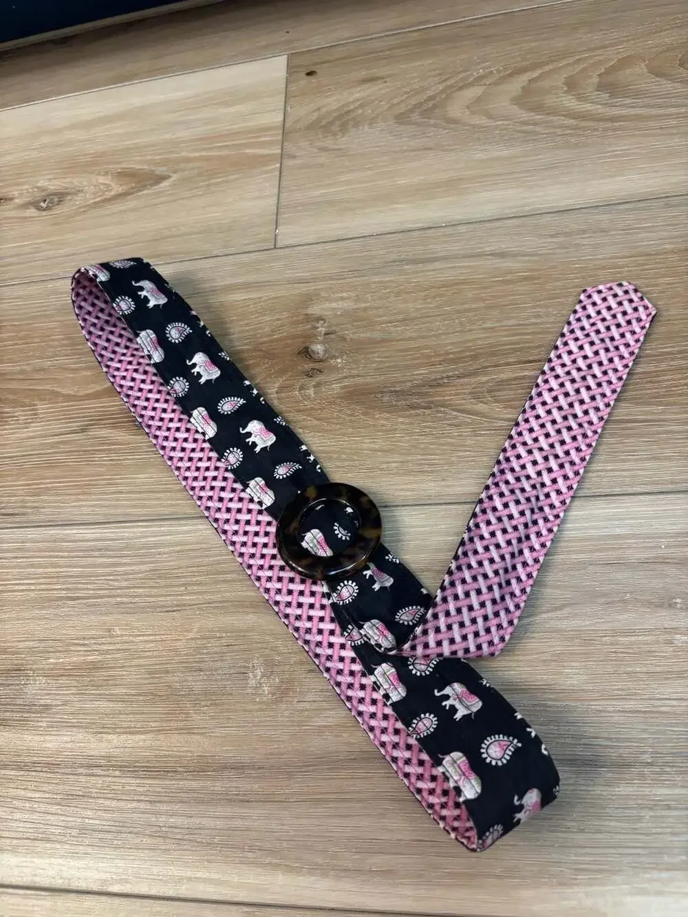 Vera Bradley Pink Elephant Capri Reversible Cotton Sash Belt